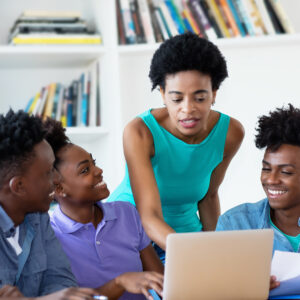 woman teaching parents